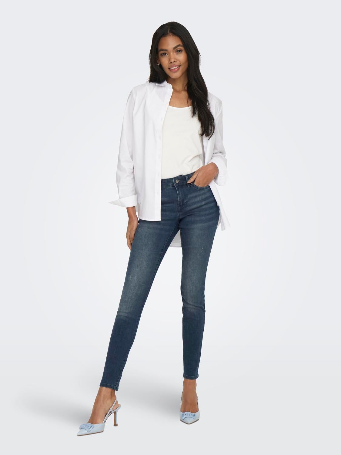 ONLWAUW Mittlere Taille Skinny Fit Jeans Blue Black Denim
