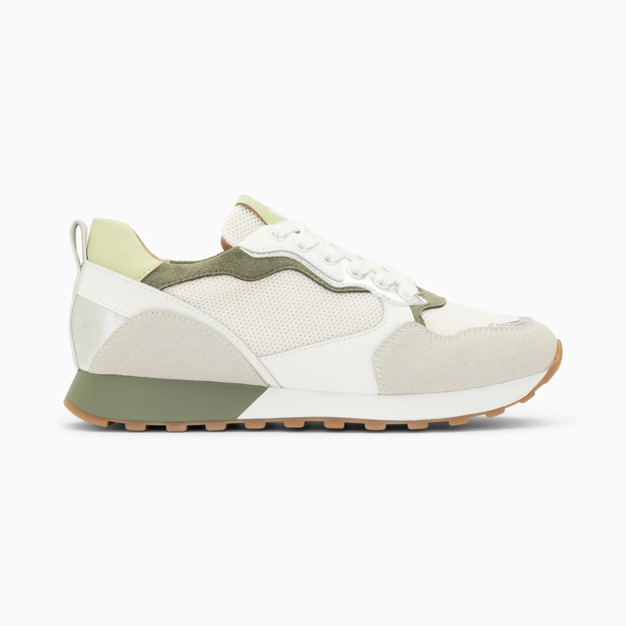 Sneakers-Baskets Margaux gris et vert à semelle running