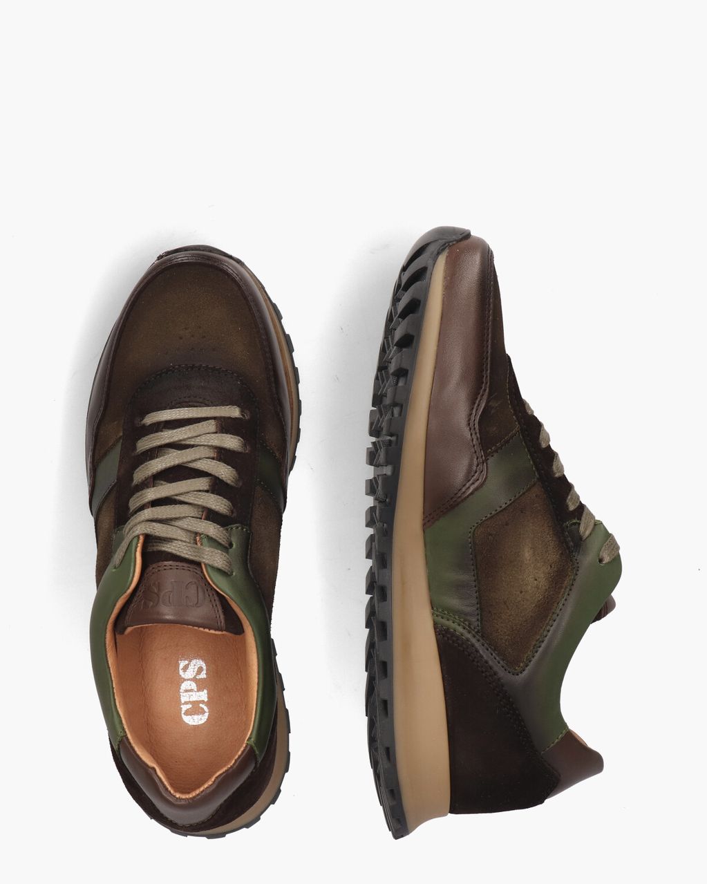 Cypres Uriel Bruin/Groen Herensneakers