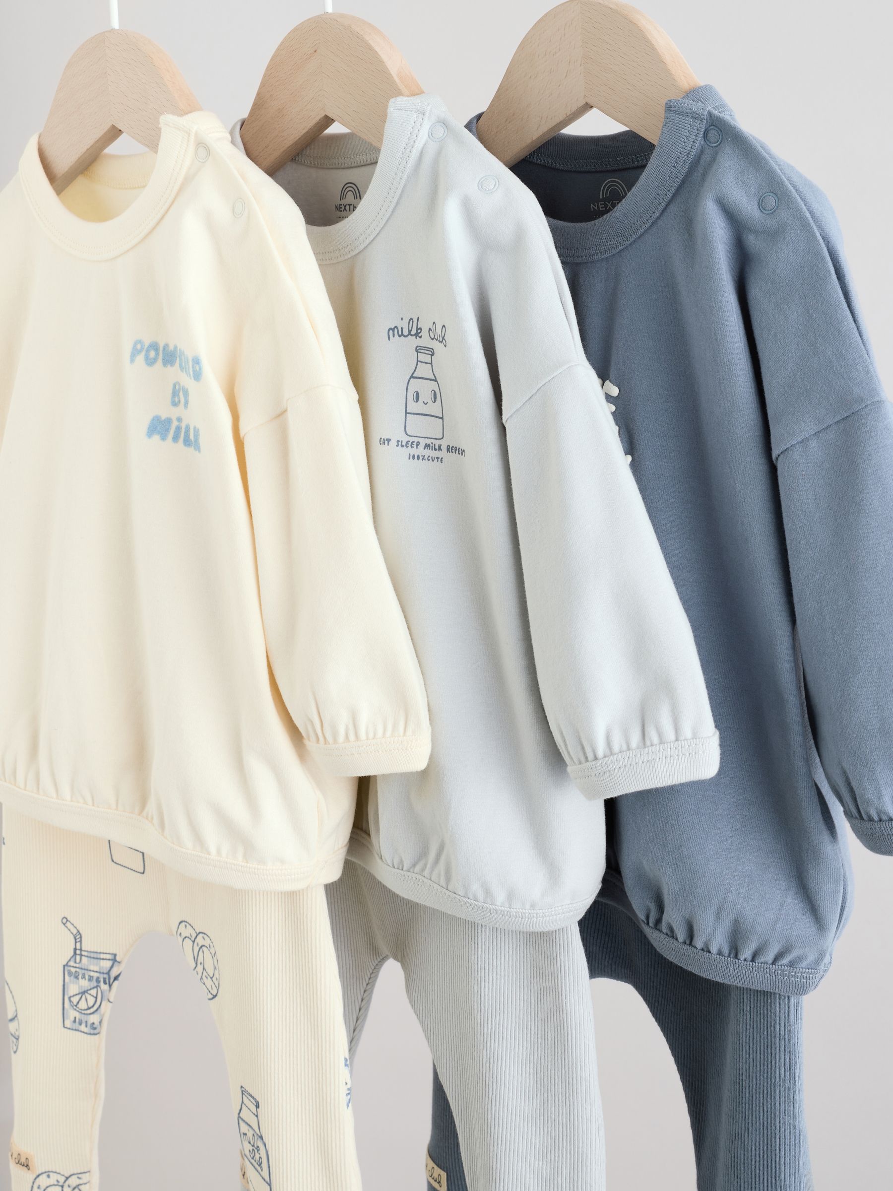 Blauw Milk Club - Tops en Leggings 6 -delige babyset (0mnd-3jr)
