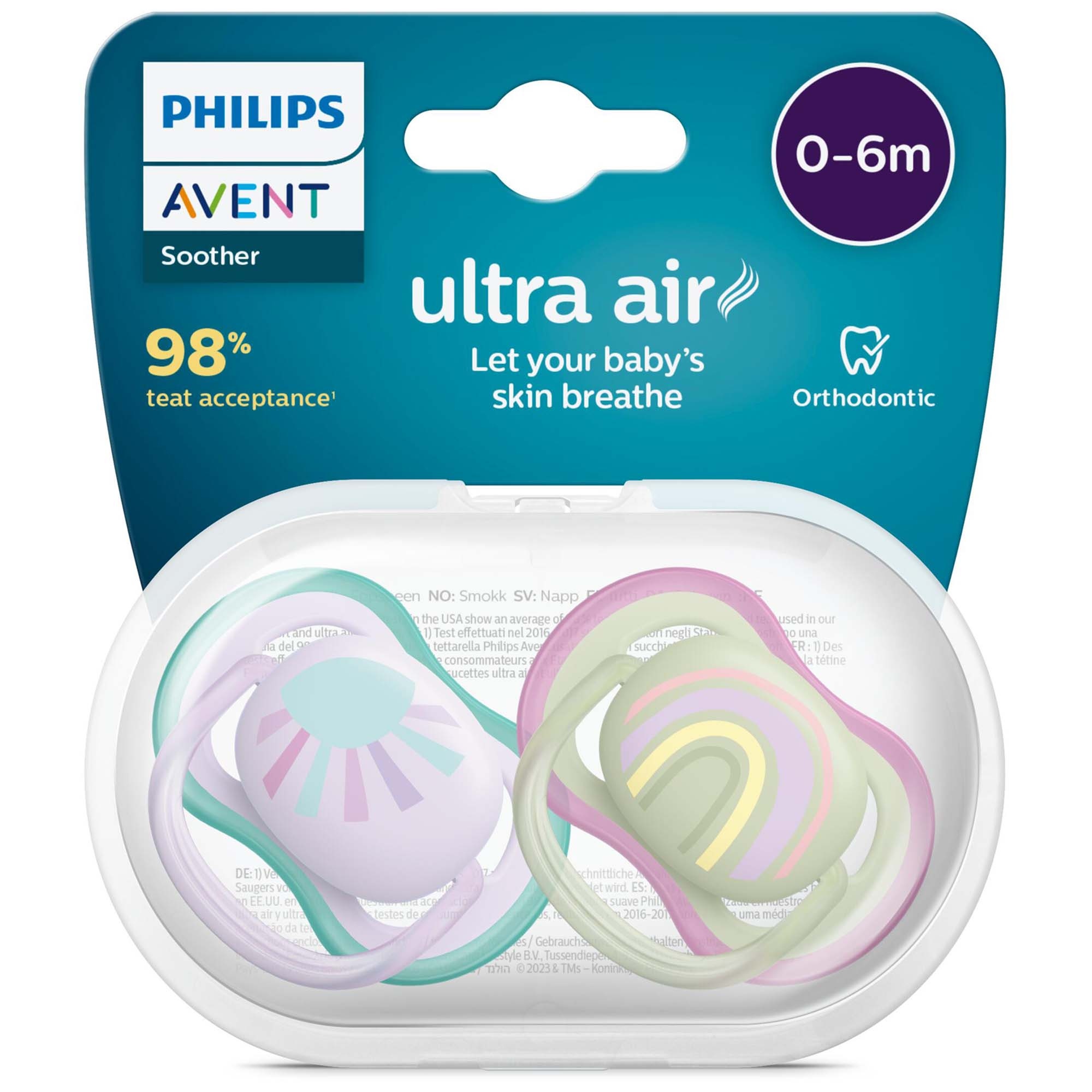 Philips Avent Ultra Air fopspeen 0-6 mnd 2-pack paars