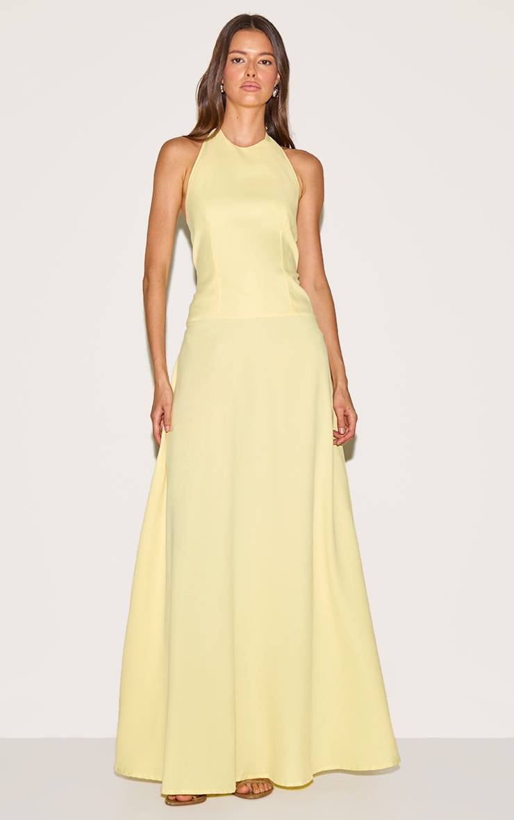 Citron Robe Maxi Ajustée À Encolure Américaine