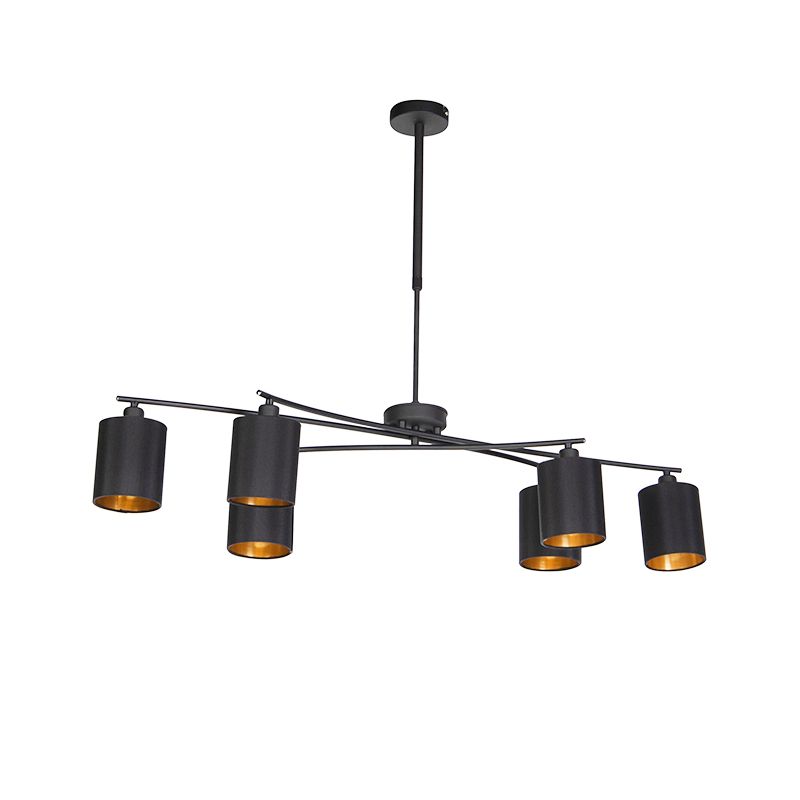 Moderne hanglamp zwart verstelbaar 6-lichts - Lofty