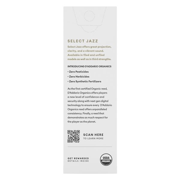 DAddario Woodwinds Organic Sel. Jazz Filed TEN 2M