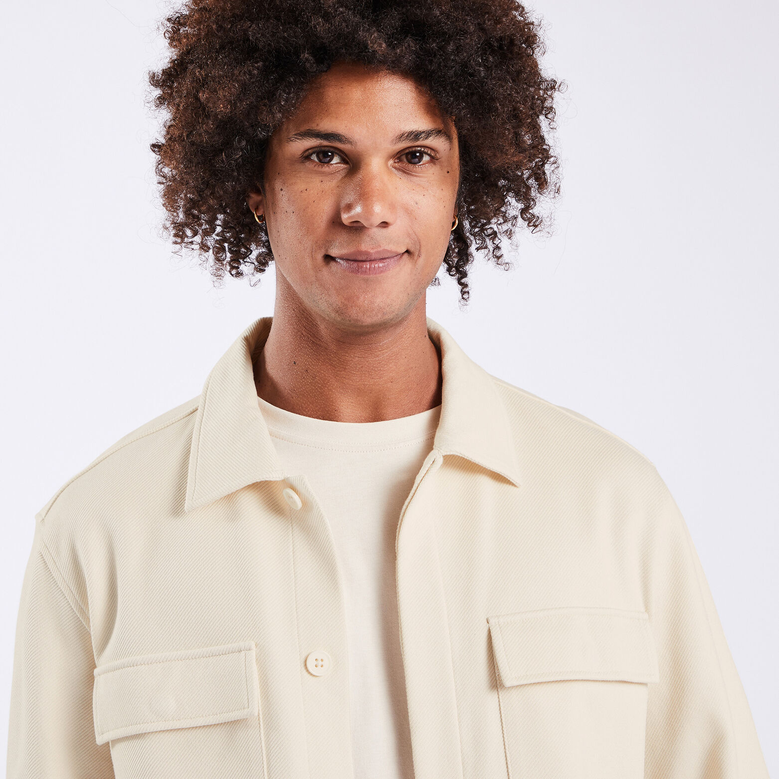 Surchemise unie coton maille Beige
