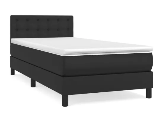 Sommier à lattes de lit avec matelas Noir 100x200 cm Similicuir