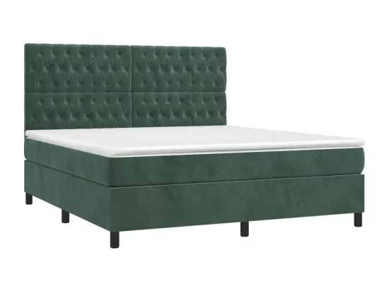 Sommier tapissier matelas et LED Vert foncé 160x200 cm Velours