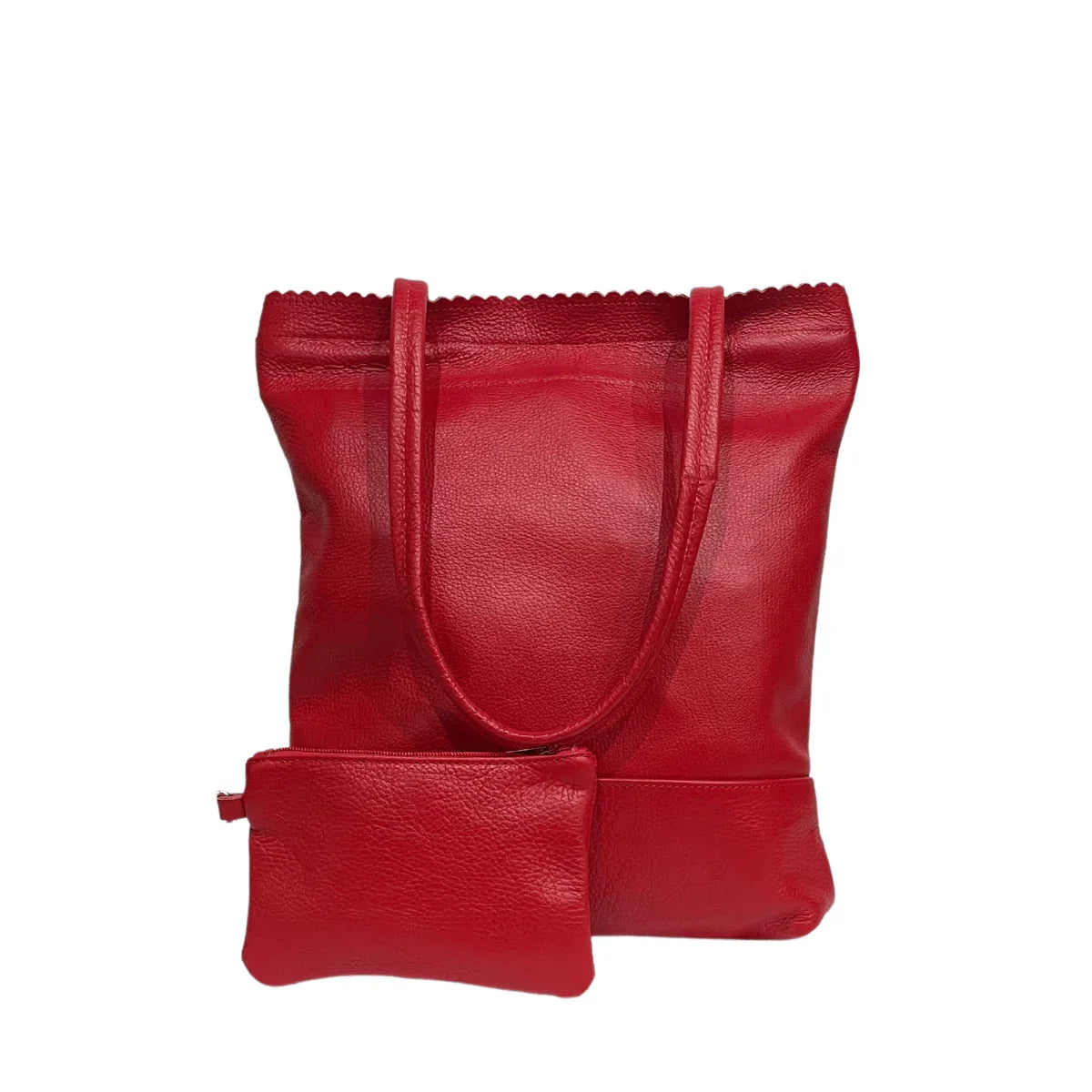 Leren Shopper Met golvende rand