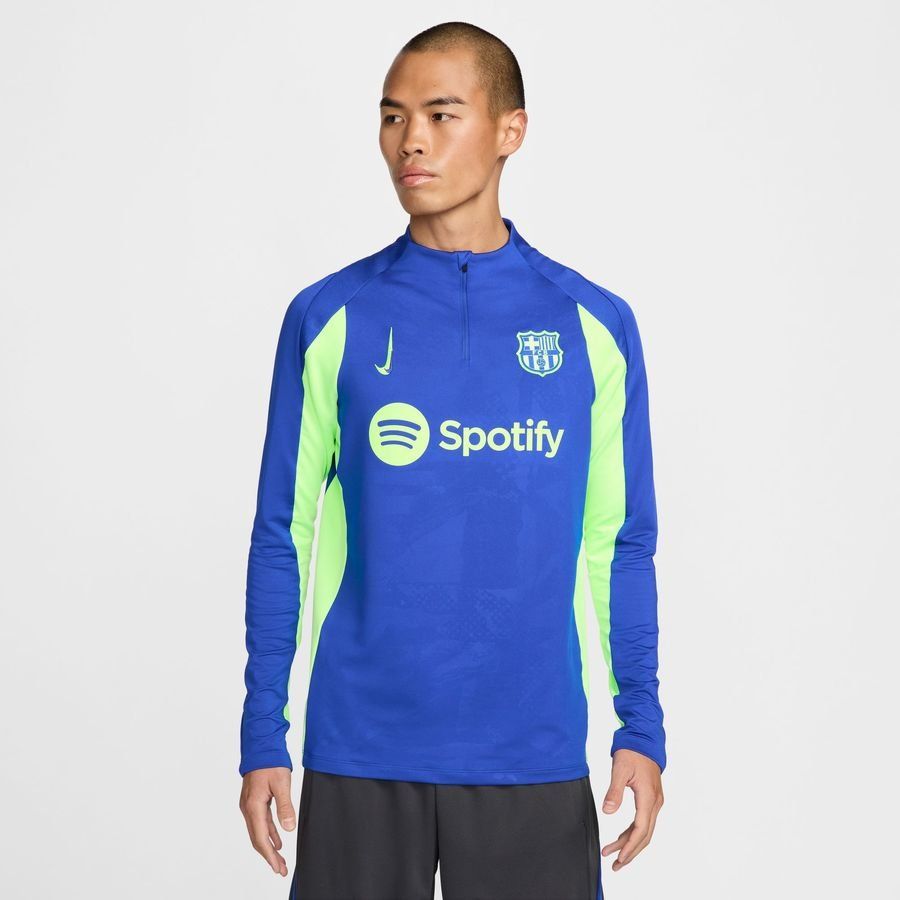 FC Barcelone Maillot d'Entraînement Dri-FIT Strike Drill Avant-Match 3ème - Bleu Royal/Vert