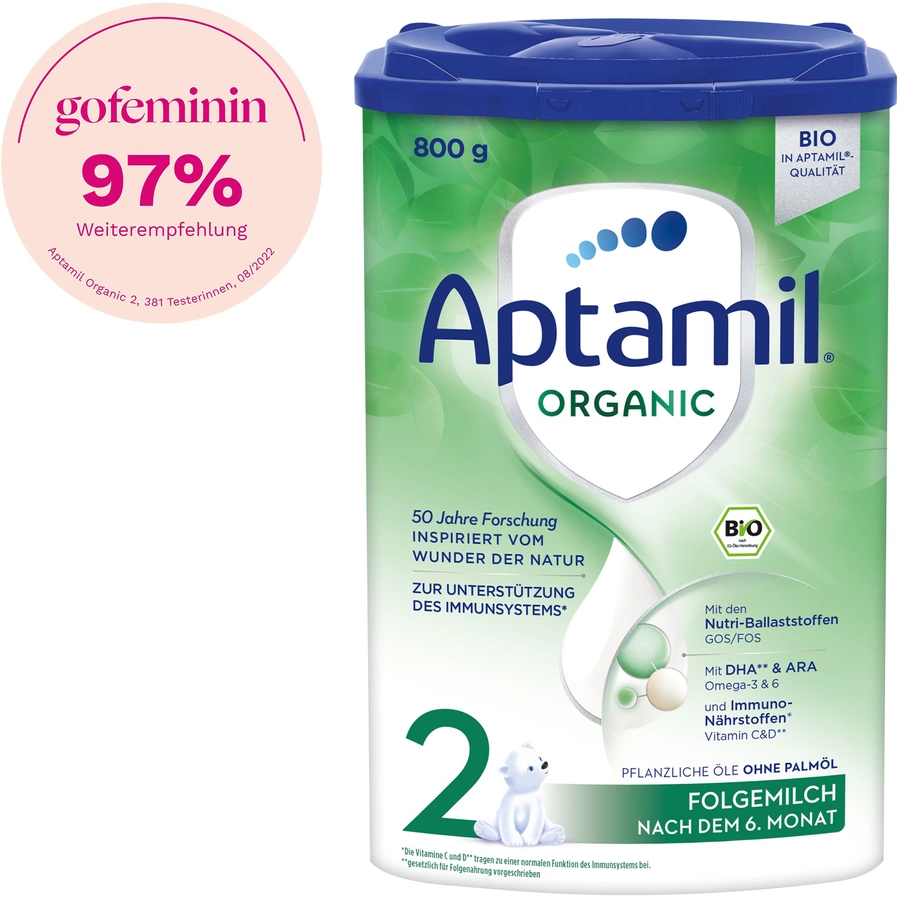 Aptamil Folgemlich 2 Organic 800g nach dem 6. Monat
