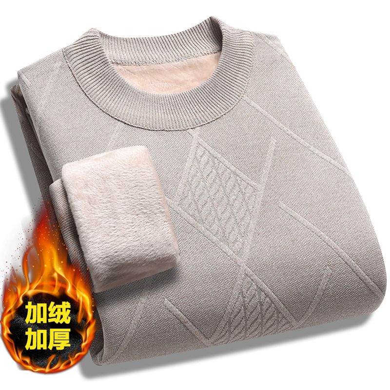 FORSETI - Trui met ronde hals en jacquard fleecevoering