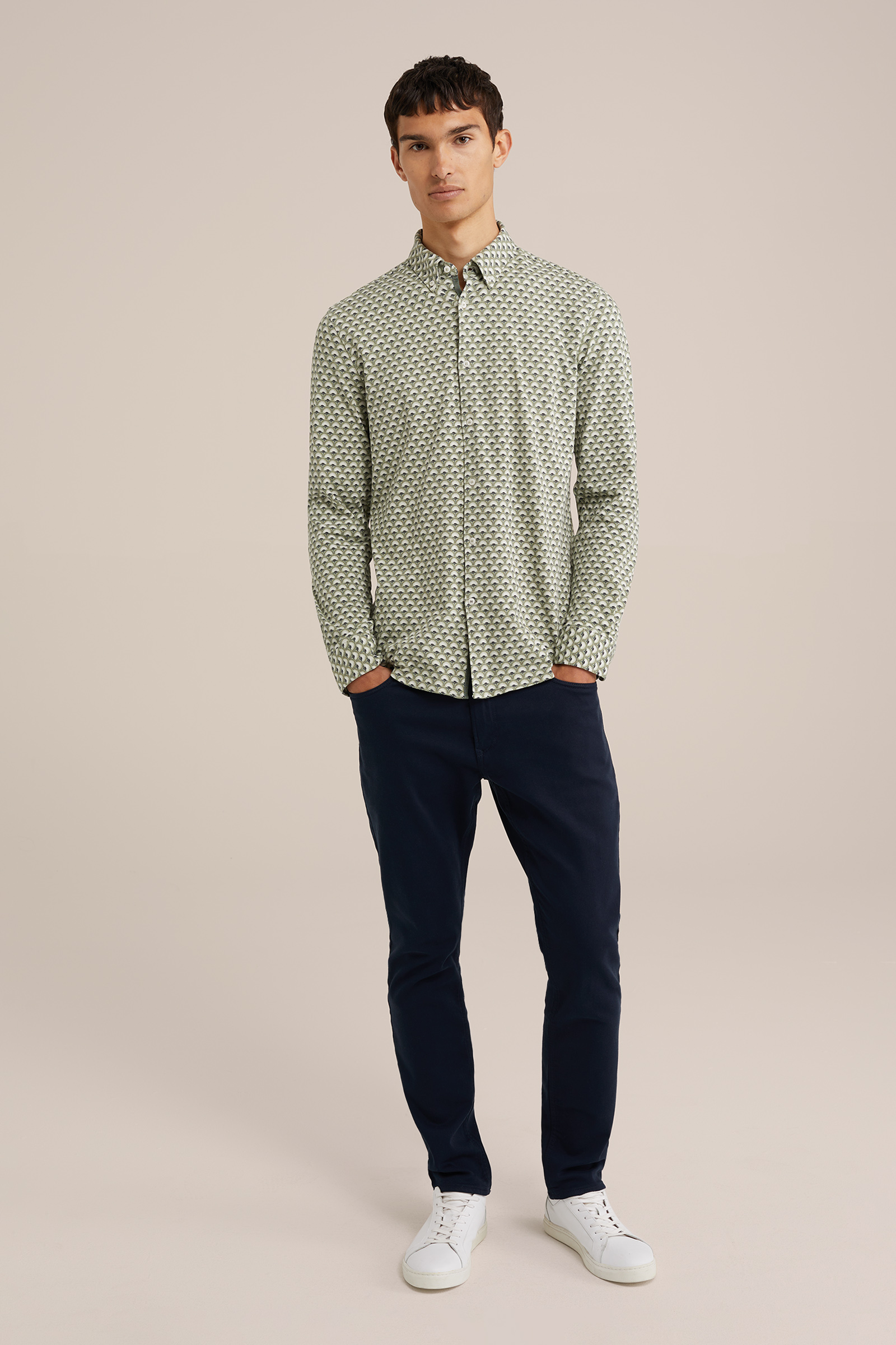 jersey overhemd met dessin WE Fashion Groen