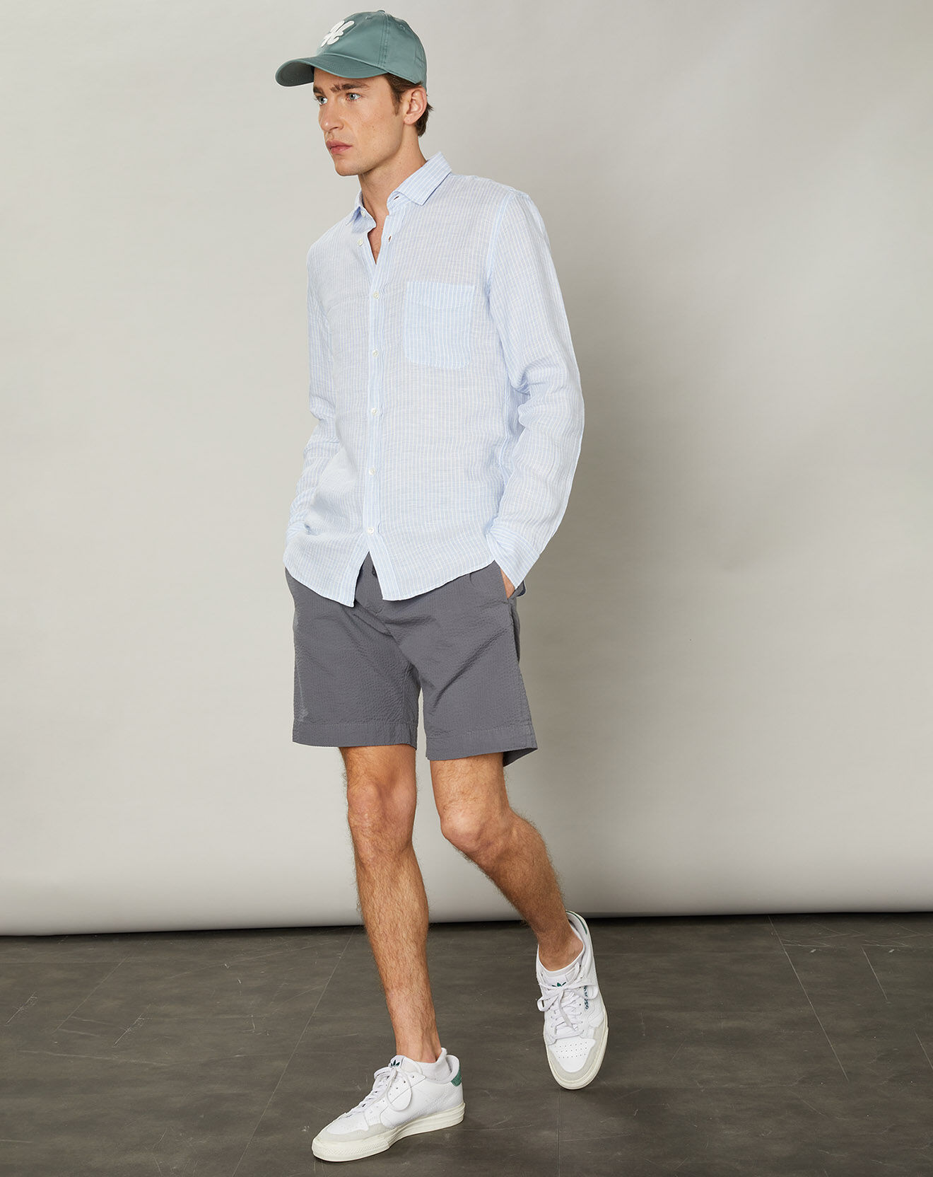 Hartford Chemise slim 100% Lin Storm bleu ciel