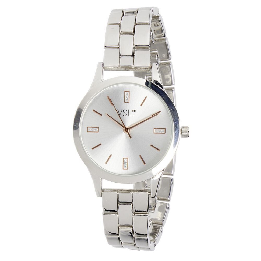 Montre femme bracelet maille inox gris argenté