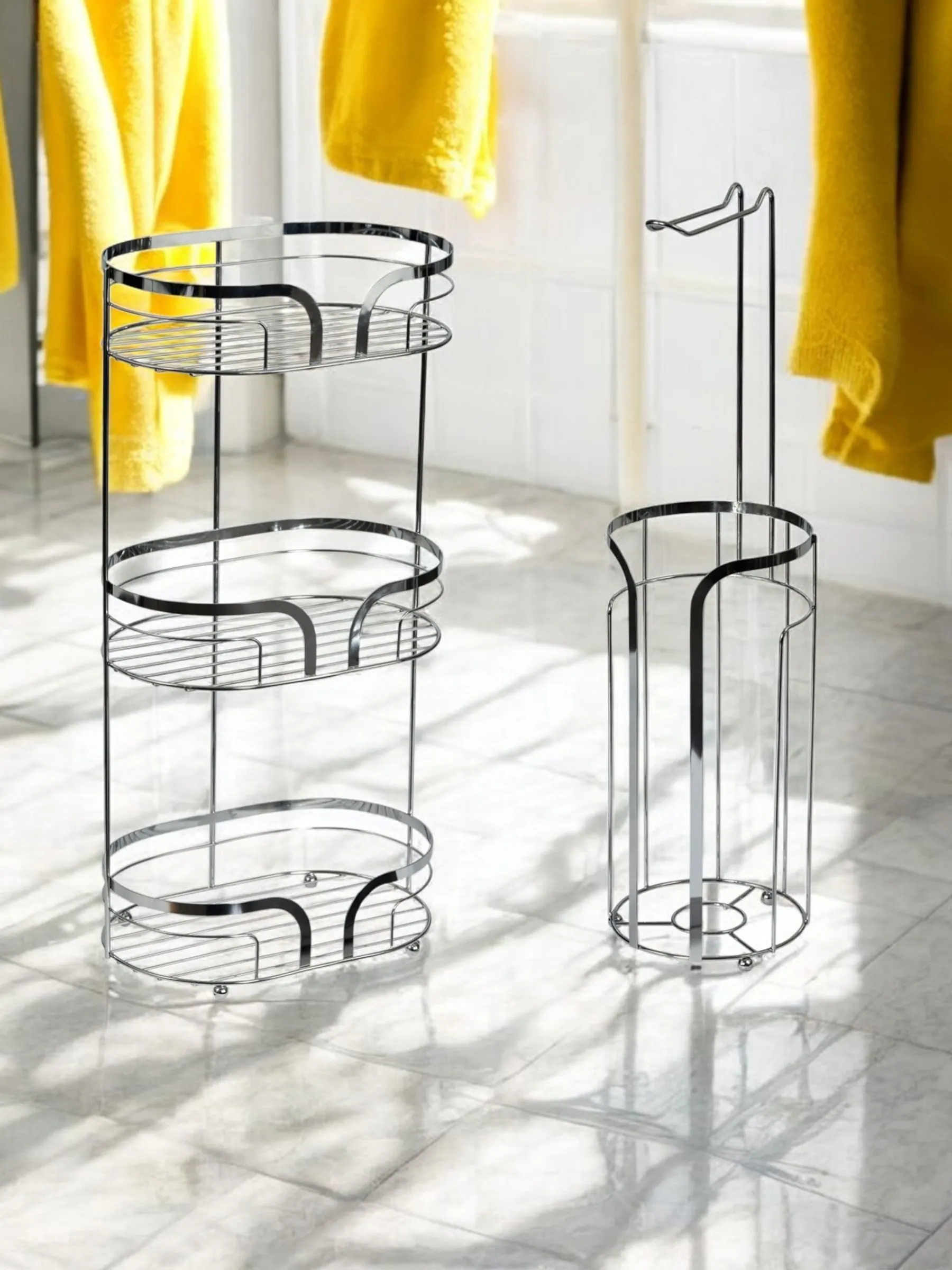 Showerdrape Dante Floor Caddy and Toilet Roll Holder