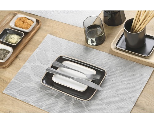 Placemat Geweven Bladeren zilver 30 x 45 cm