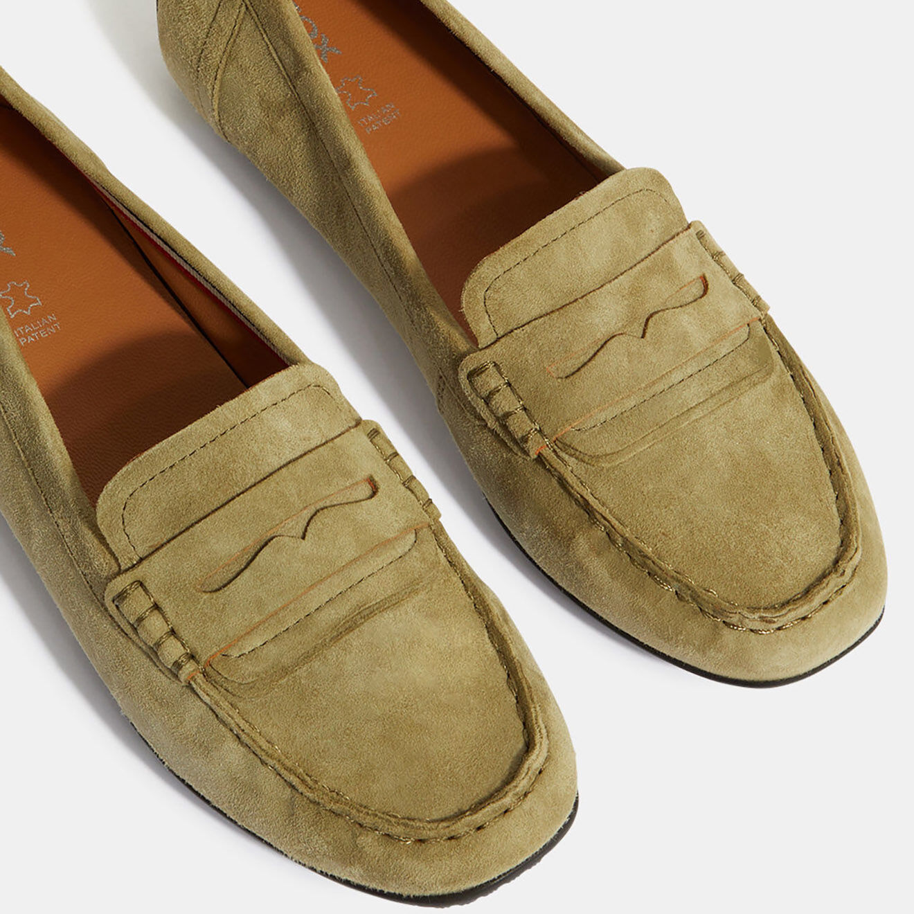 Geox Mocassins en Velours de Cuir Kosmopolis kaki