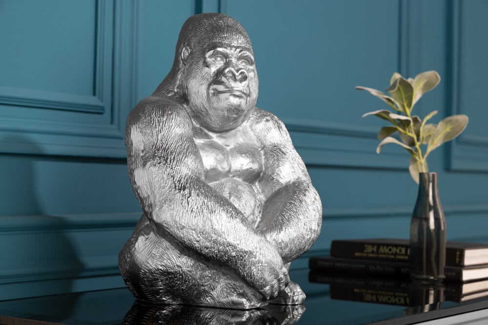 riess-ambiente Gorillafigur KONG 40cm silber handmade Metall Skulptur Deko
