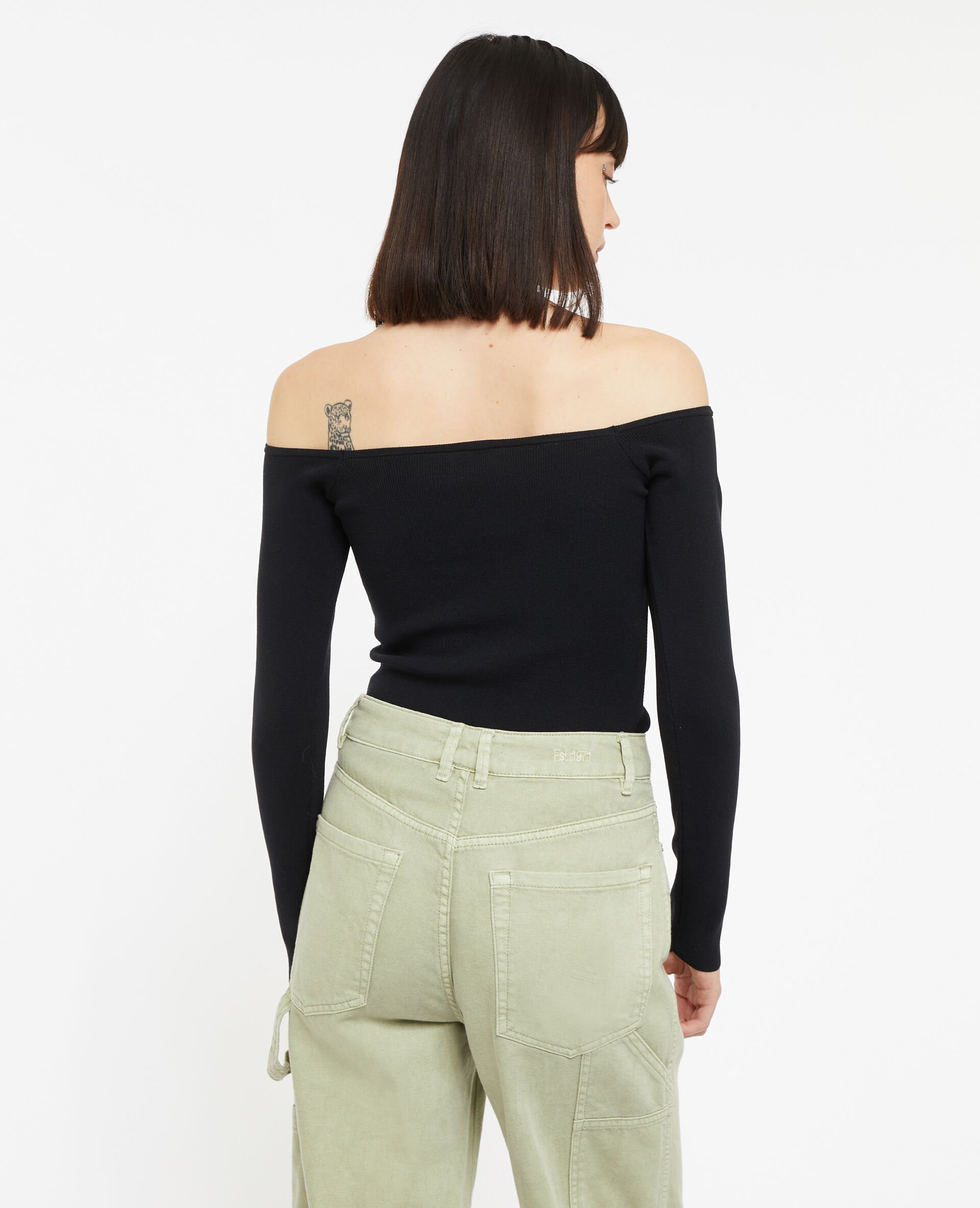 Pull encolure Bardot - Noir
