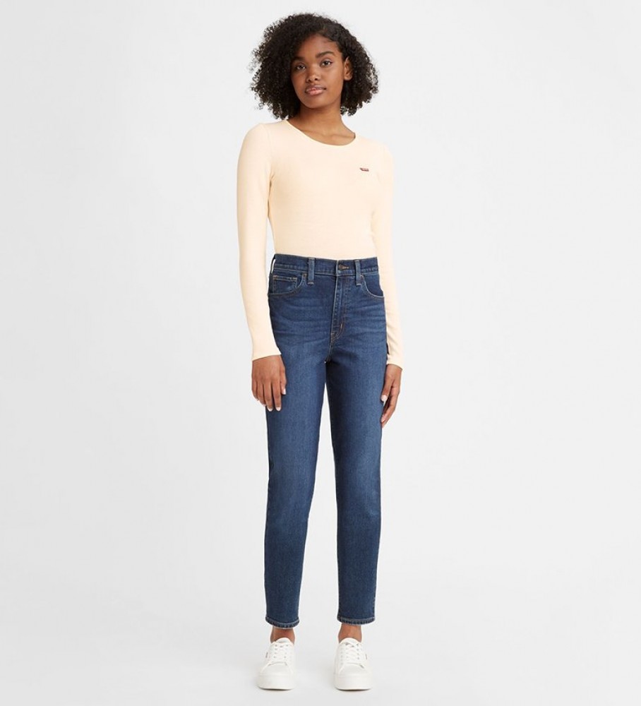 Calça jeans Levi's Mom de cintura alta, azul marinho.