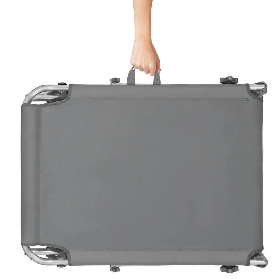 tectake Ligbed Chloé 4-niveaus, hoofdkussen en tas, Grijs