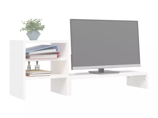 Support de moniteur Blanc 81x20x30 cm Bois de pin solide