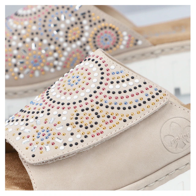 Rieker Pantolette  Sommerschuh, Strandschuh, Hausschuh mit regulierbarem Klettverschluss