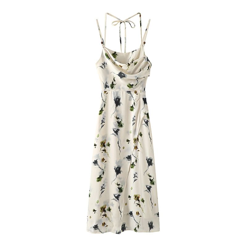 Puffie - Midi-jurk met spaghettibandjes en bloemenprint