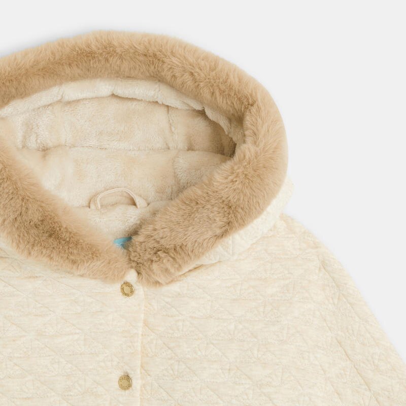 Manteau cape à capuche fourré beige bébé fille Beige