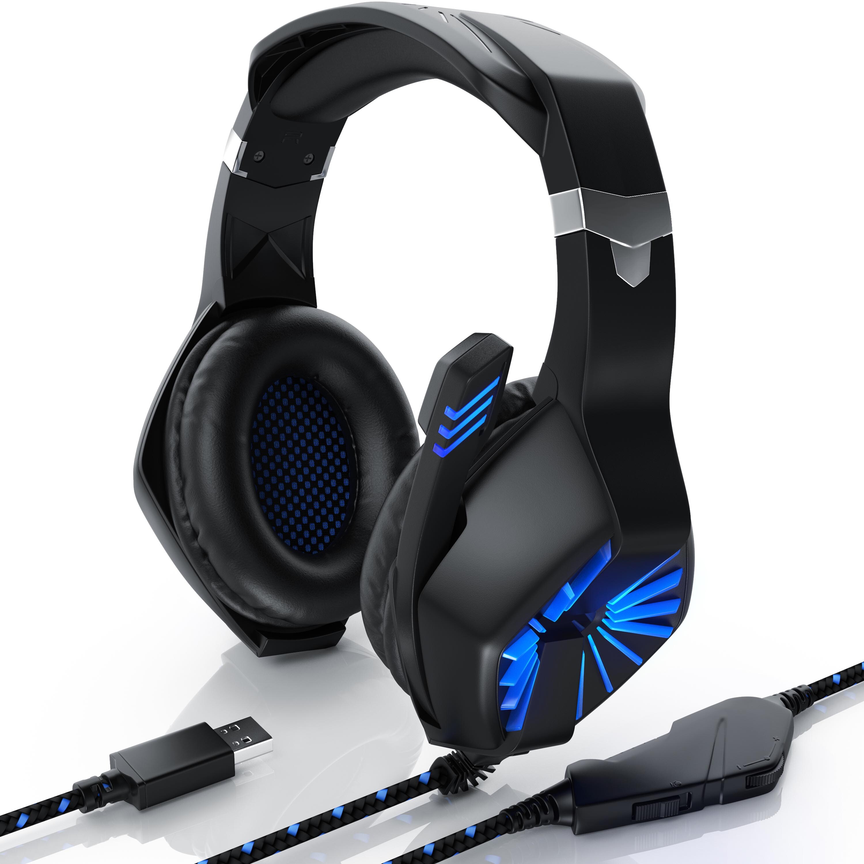 CSL USB Gaming Headset GHS-102 mit Mikrofon - Kopfhörer für PC (Win XP/7/8/8.1/10), PS4/4 Pro