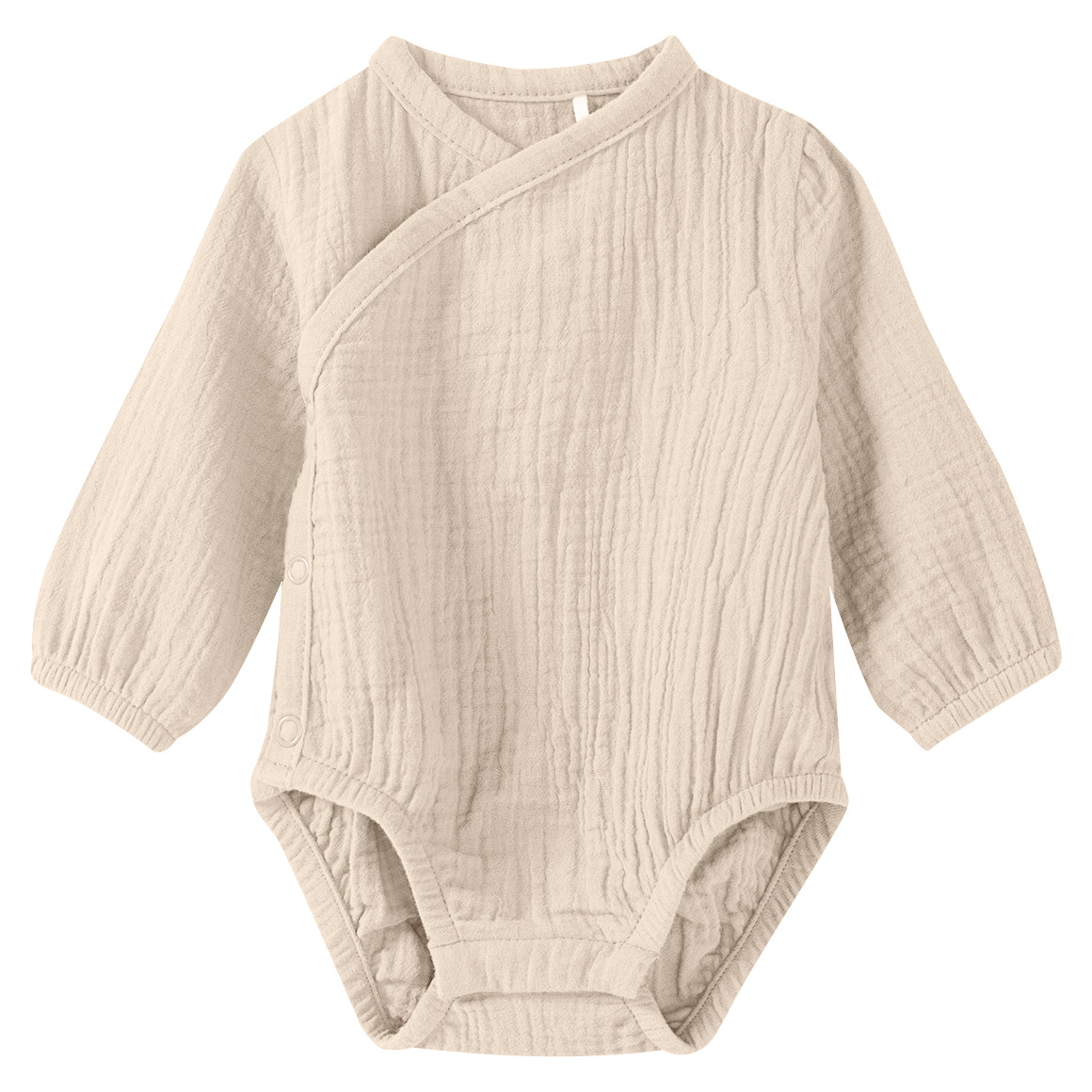 Topomini Pure Collection Baby Musselin-Wickelbody aus Bio-Baumwolle hellbeige