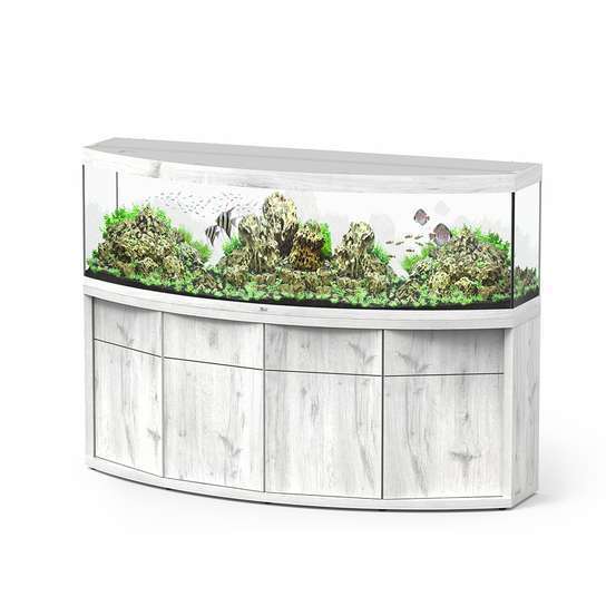 Aquarium et Meuble 4 portes Sublime Horizon Chêne Blanc L.201x P.67cm