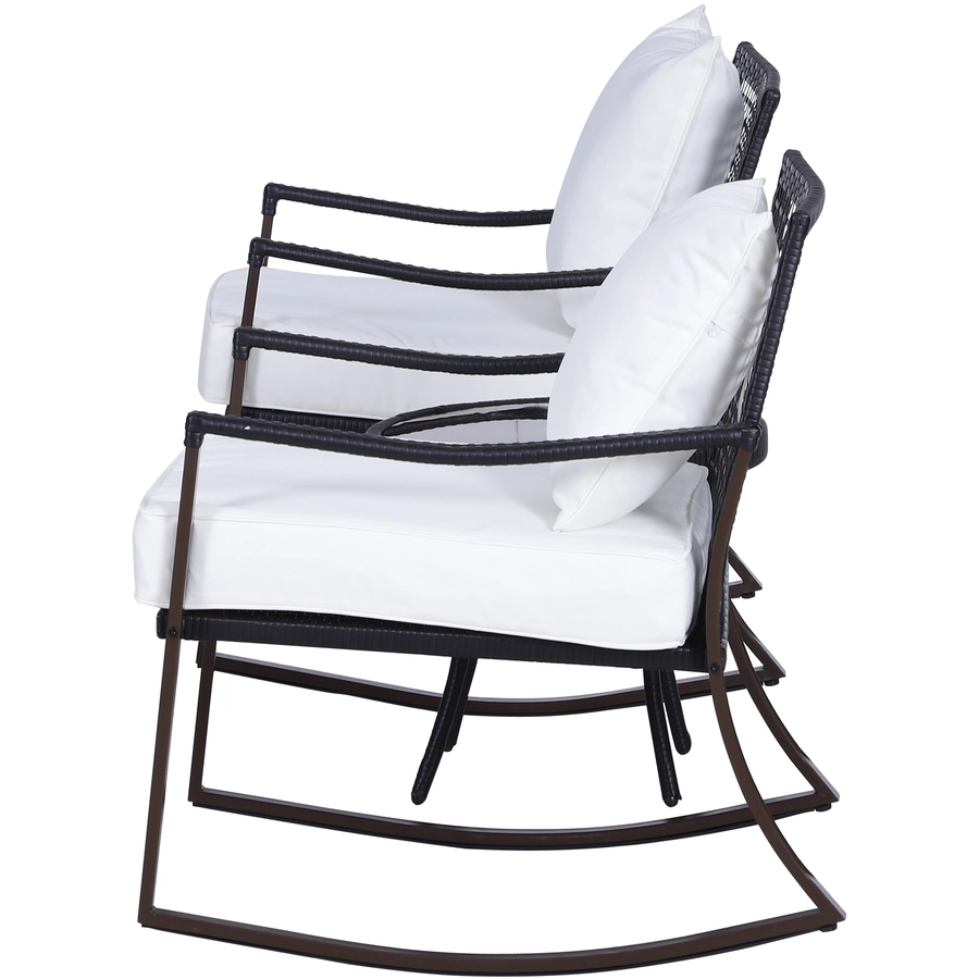 Outsunny Rattan Schaukelstuhl als 7-tlg. Set braun, cremeweiß