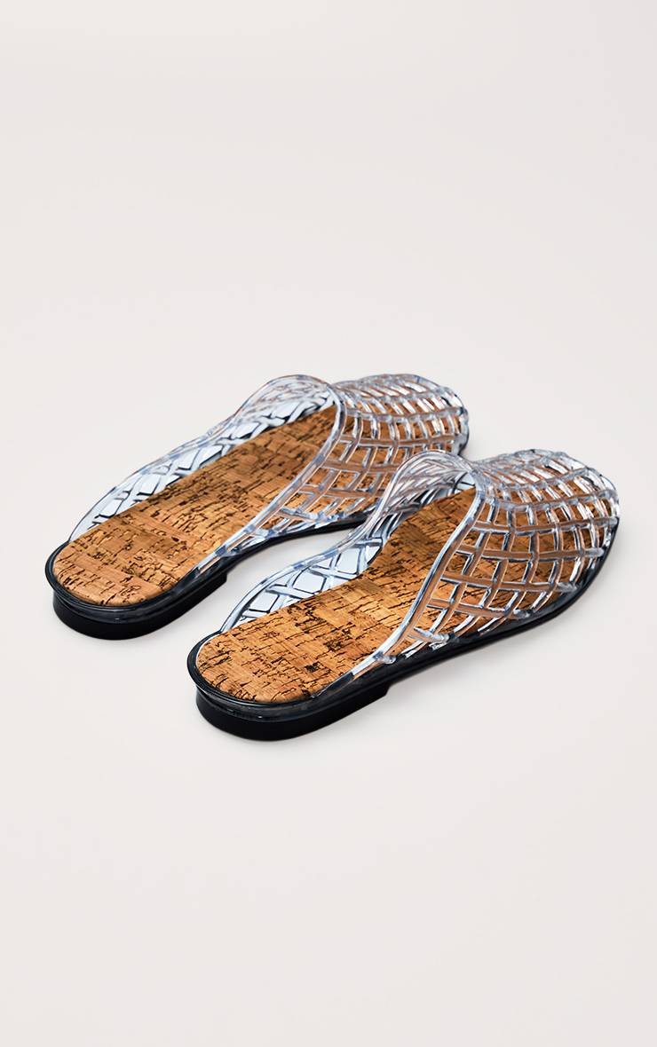 Transparent Mules À Semelle Liège Effet Gelée