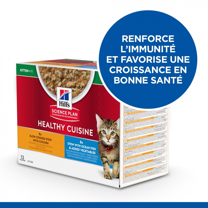 HILL'S Science Plan Healthy Cuisine Kitten en Mijotés au Poulet & au Poisson - Pâtée pour chaton