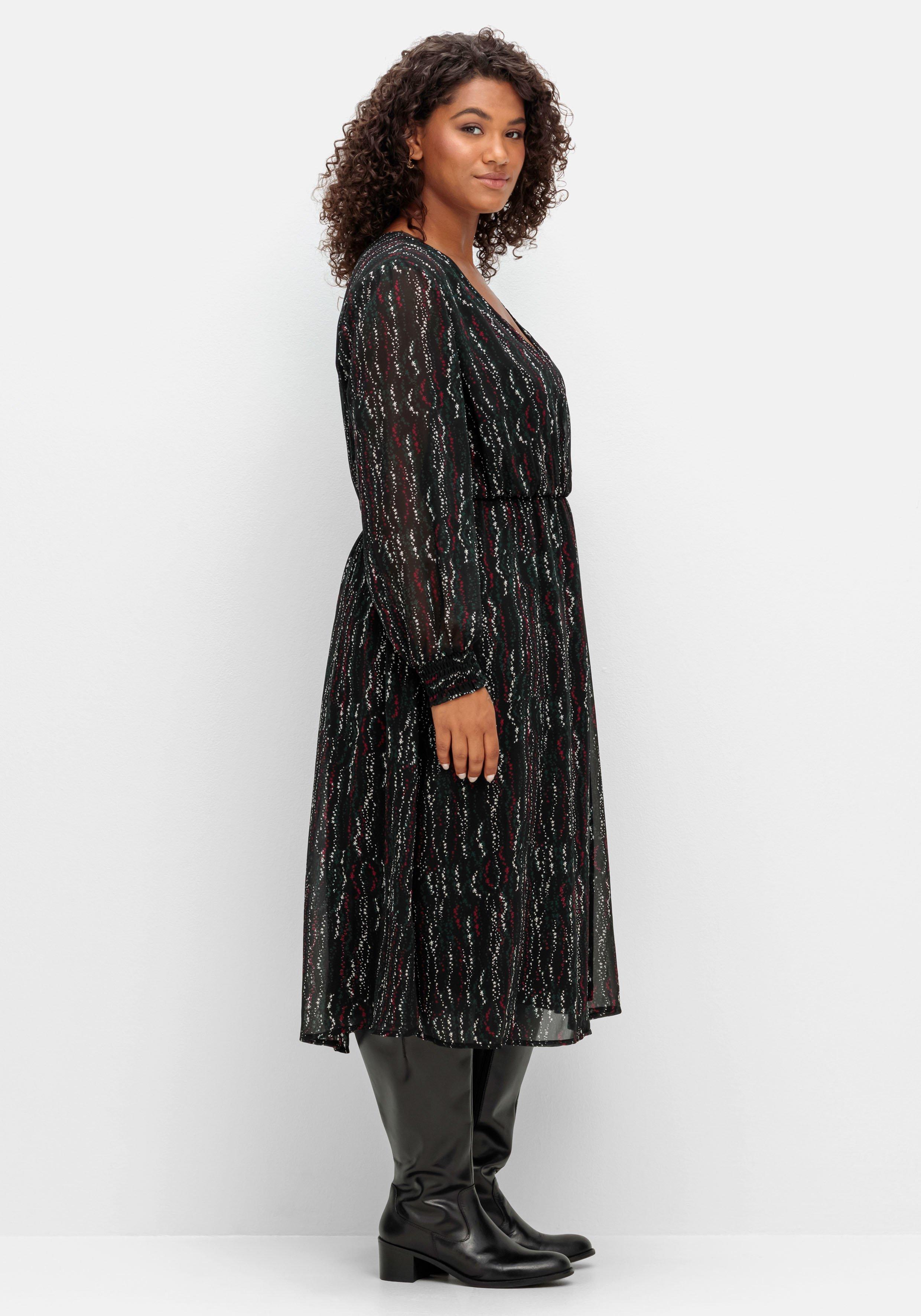 Chiffonkleid mit Alloverprint, in Wickeloptik