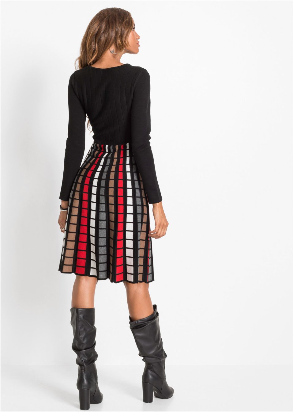 Robe en maille à carreaux