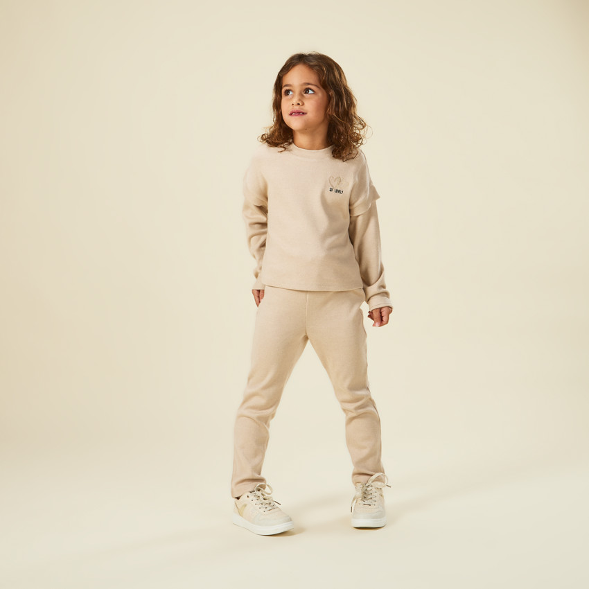 Ensemble jogging 2 pièces effet côtelé pour fille