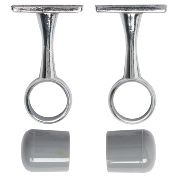 Intensions montagesteun en eindkap 19mm chroom 2 stuks