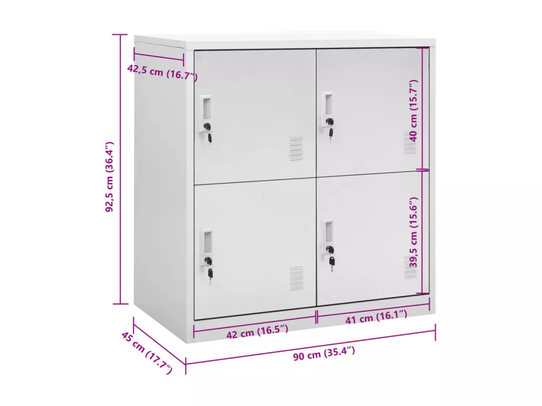 Armoire à casiers Gris clair 90x45x92,5 cm Acier