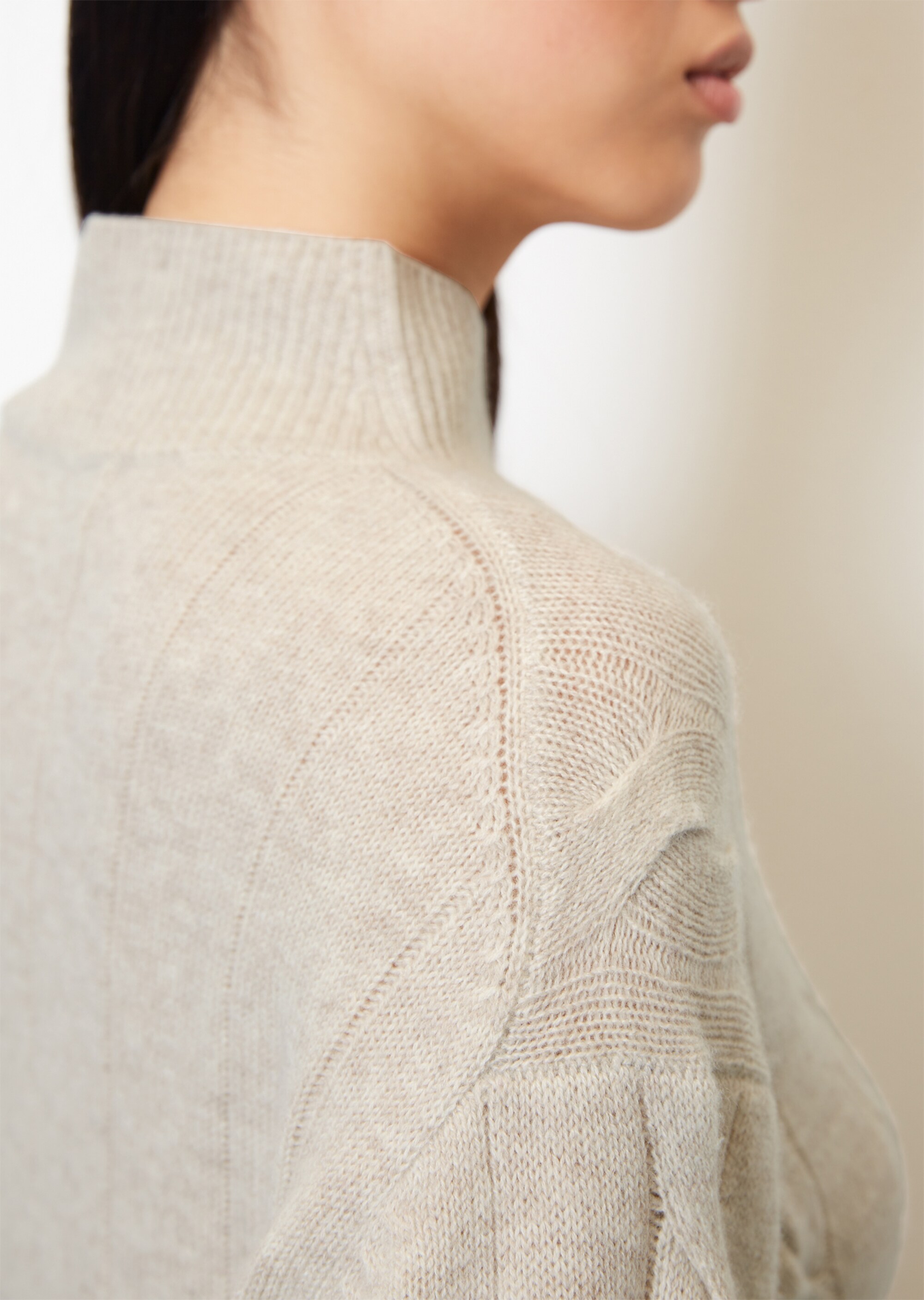 Zopfmuster-Pullover oversize aus Schurwolle-Kaschmirwolle-Mix
