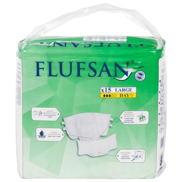 Flufsan Voksenbleier engangs 15 stk str L