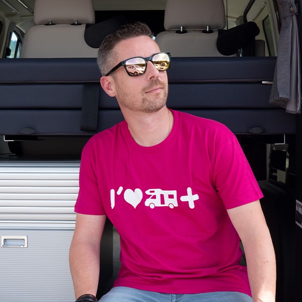 TShirt Camping-car Plus coton ROSE FUCHSIA