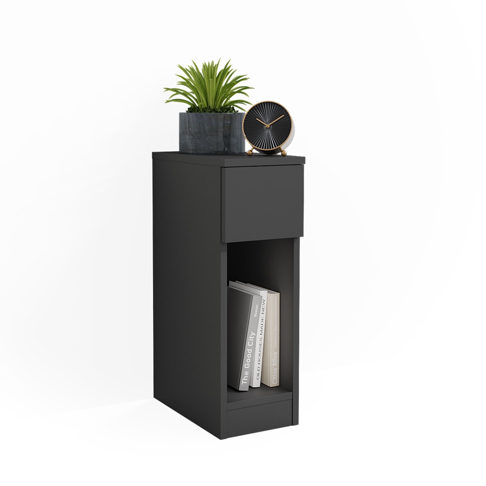 Vicco Nachttisch Enton schwarz, Schlafzimmerkommode 20x60 cm