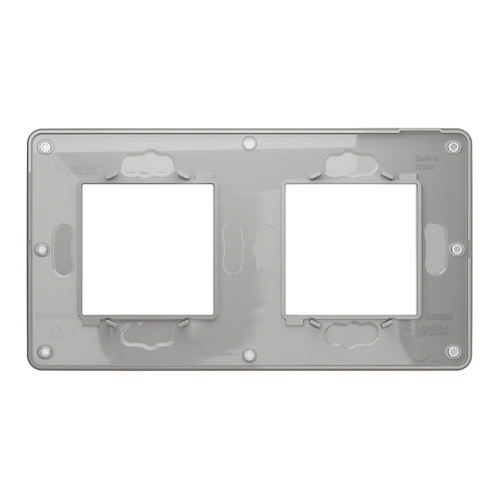Plaque de finition double Schneider Electric Unica Déco aluminium liseré anthracite