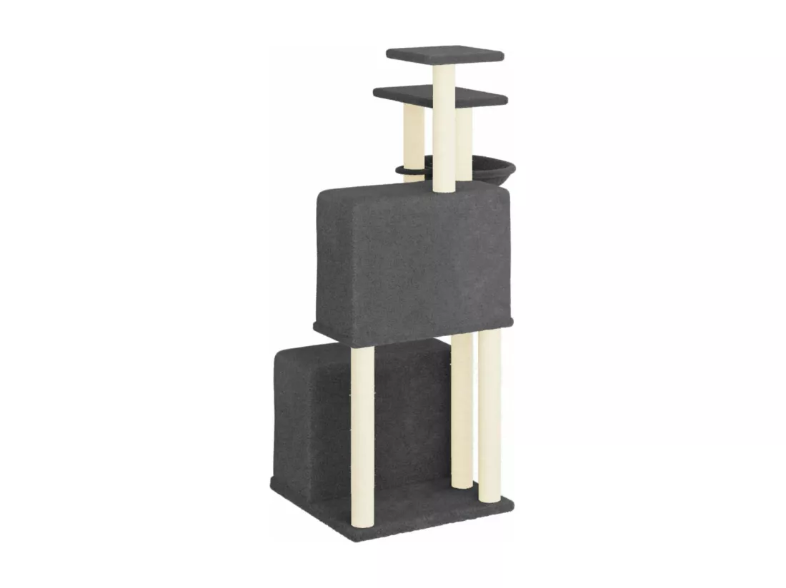 Arbre à chat avec griffoirs en sisal gris foncé 122 cm