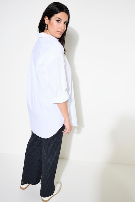 Hemdbluse, oversized, Ziernieten-Taschen