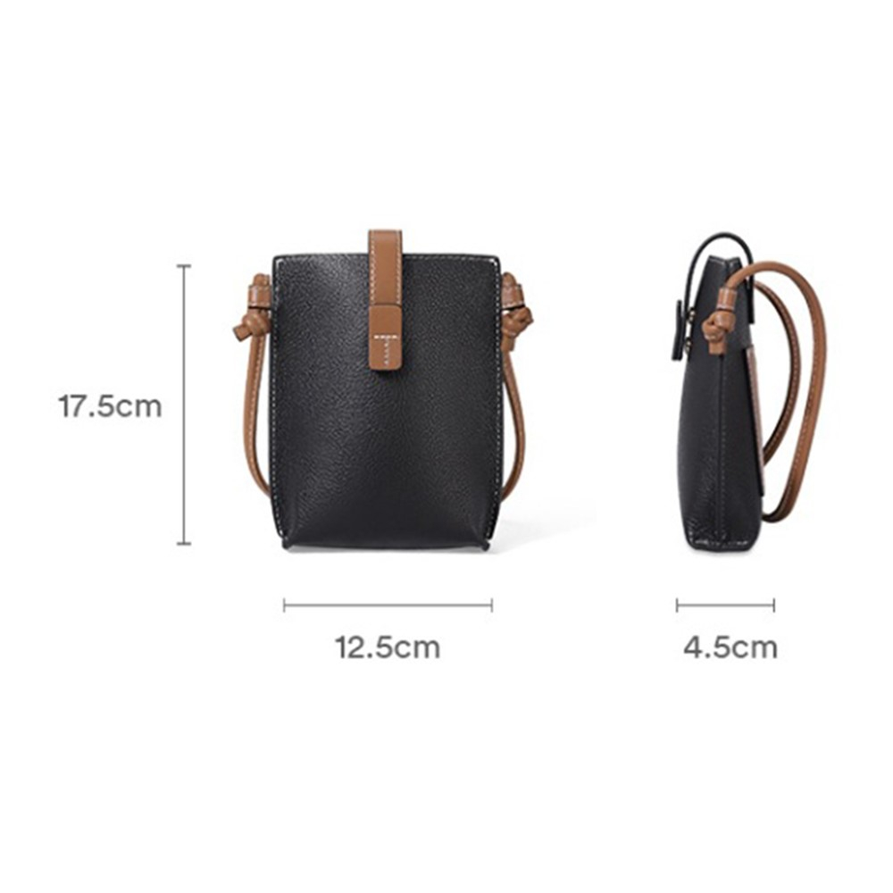 (17.5x12.5x4.5cm) Universal Handy Leder Umhängetasche Portemonnaie Fashion Crossbody Bag - Braun