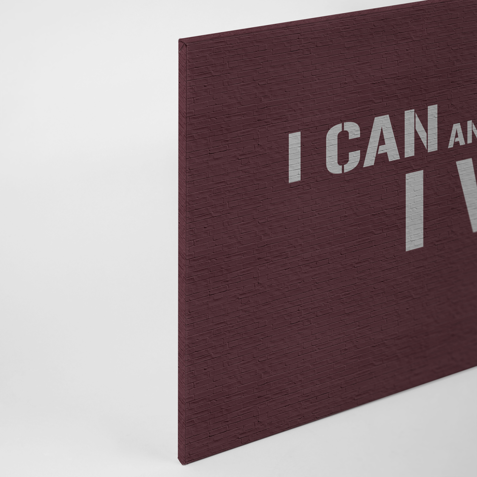 Leinwandbild I CAN AND I WILL - rot-grau - 90x60 cm