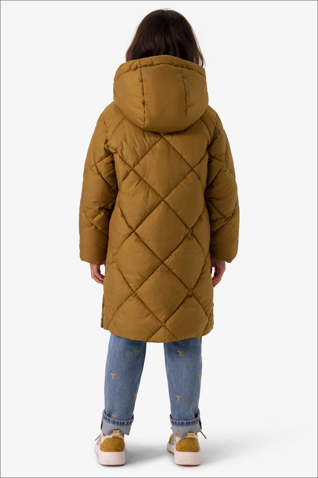 Khaki lange puffer jas